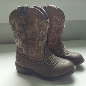 Pink and brown cowgirl boots